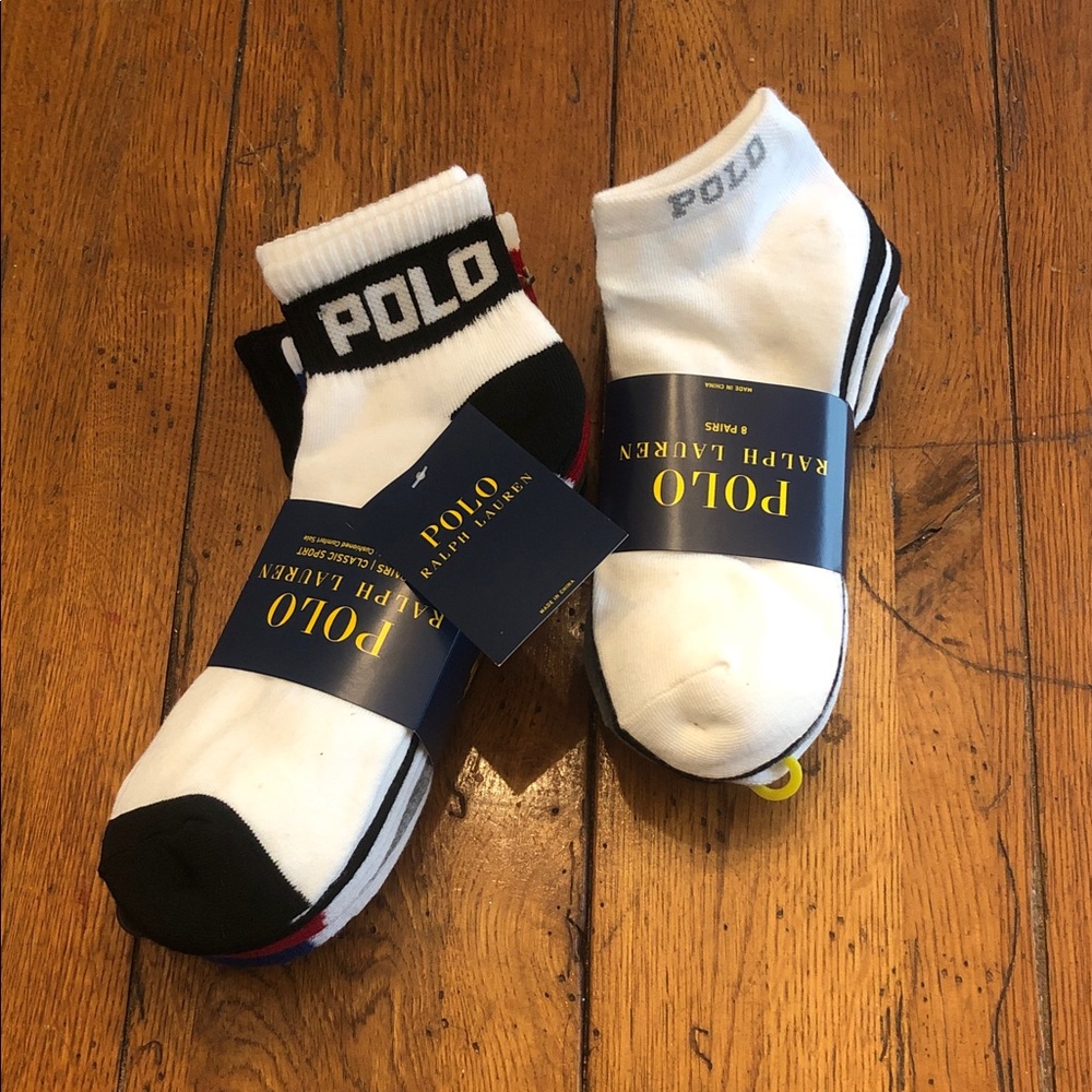 Polo by Ralph Lauren White & Black Menโs Low-Cut Athletic Socks 14 Pair